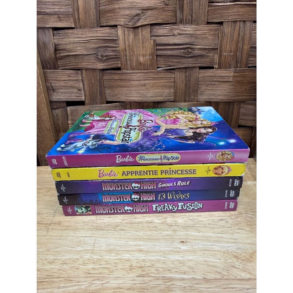 monster high DVD Set – Purple, Black, Pink, Yellow Spines